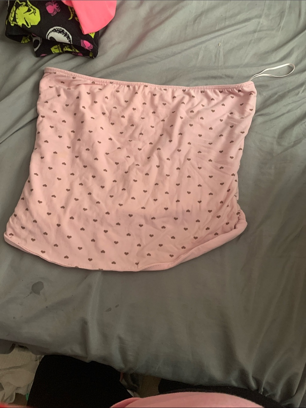 eye candy Pink Mini Tube top with Tiny Brown Hearts